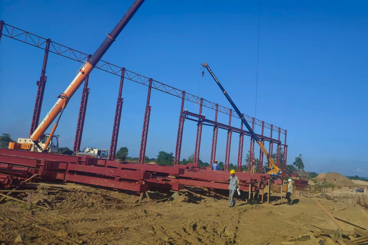 myanmar-ever-green-sugarcane-steel-structure-erection-side-view
