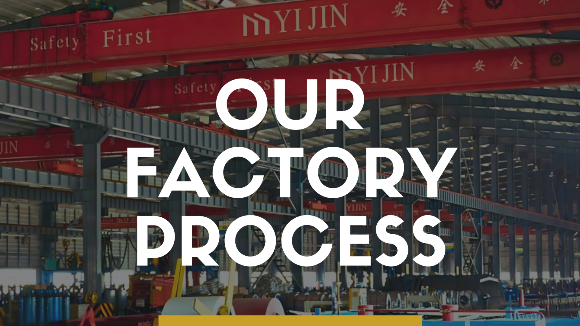 Myanmar Yi Jin steel structure fabrication factory interior showing heavy machinery and overhead cranes used in PEB production process.