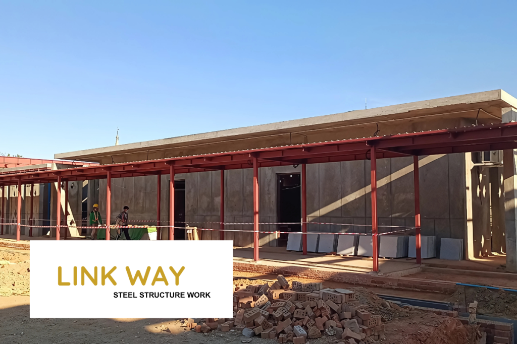 university-wisdom-land-link-way-steel-structure-h-beam-installation-T-member-hlegu-yangon-myanmar-myanmar-yi-jin-steel-structure-companuy-limited-completed-project