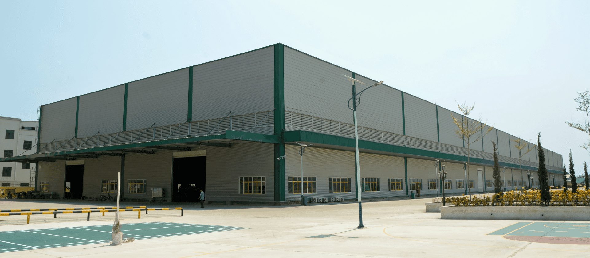 Exterior view of the Myanmar Yijin steel structure fabrication factory with a modern design