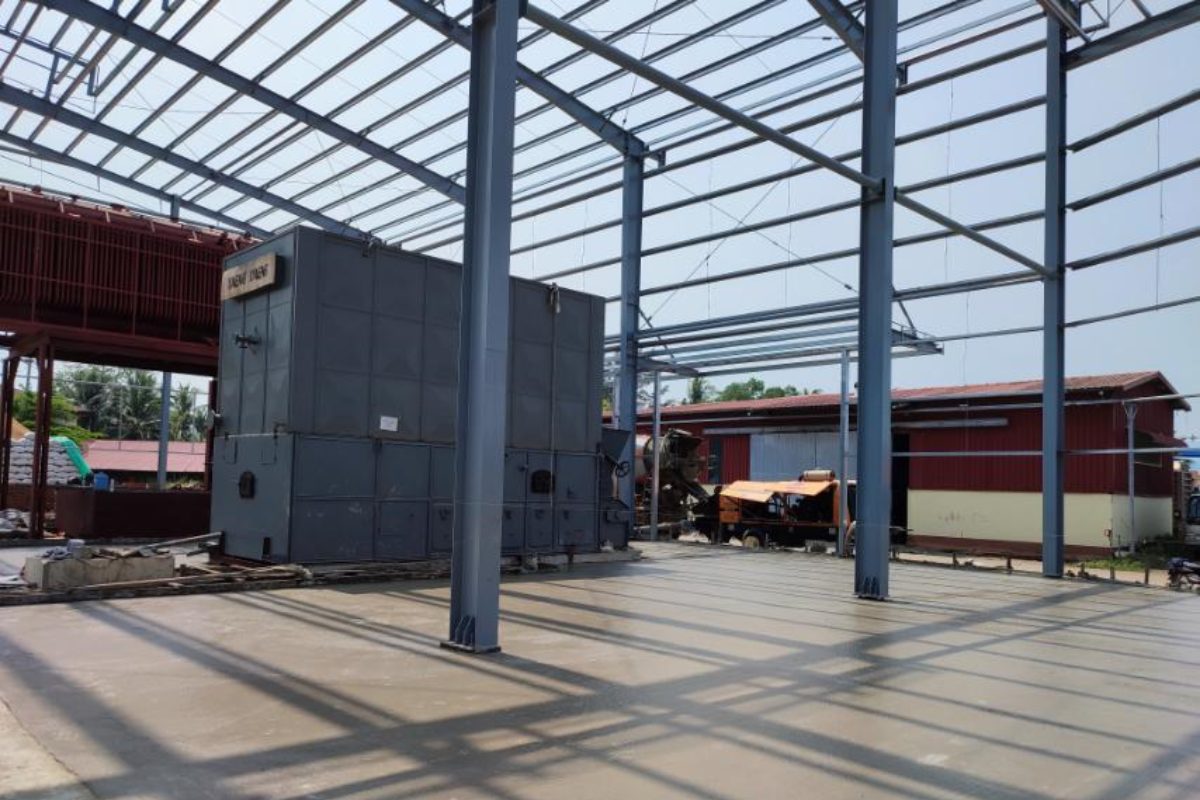 Steel structure warehouse superstructure works for Paragon Printing Manufacturing Company Limited by Myanmar Yi Jin