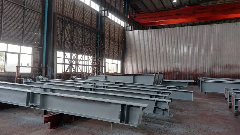 Precision fabricated structural steel columns ready for turnkey installation in Yangon