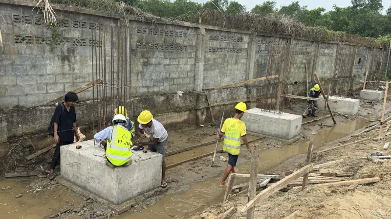 Turnkey construction team carrying out foundation works for PAI Co. Ltd warehouse factory extension